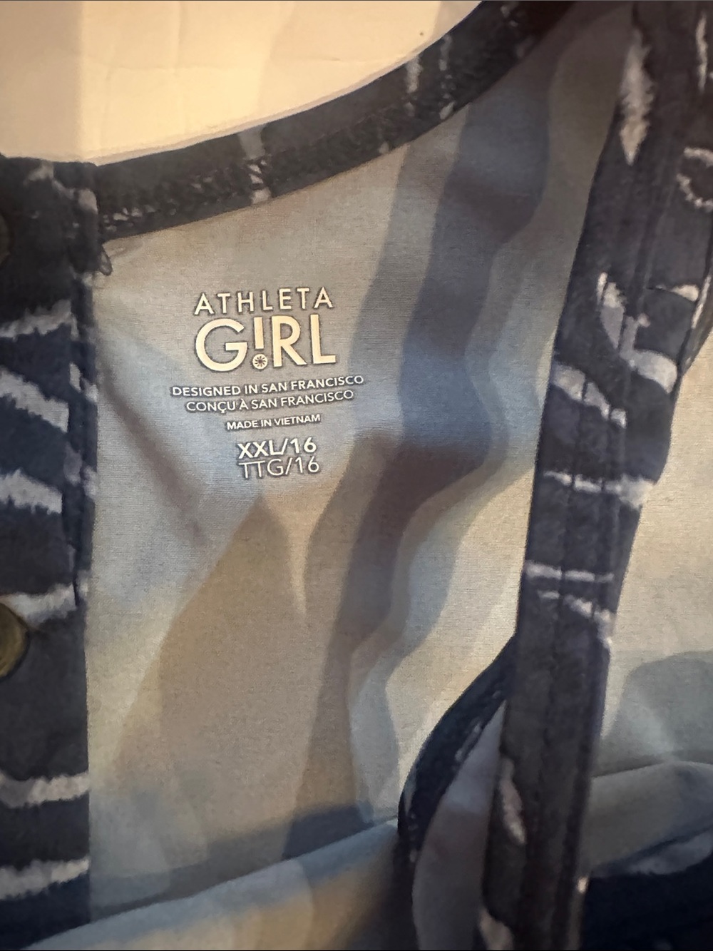 Athleta Navy Wave-Print Girls' Romper - Picture 2 of 5